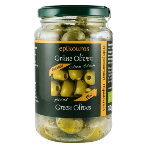 Epikouros, Masline verzi bio, crude, fara samburi, 170g, biomag.ro