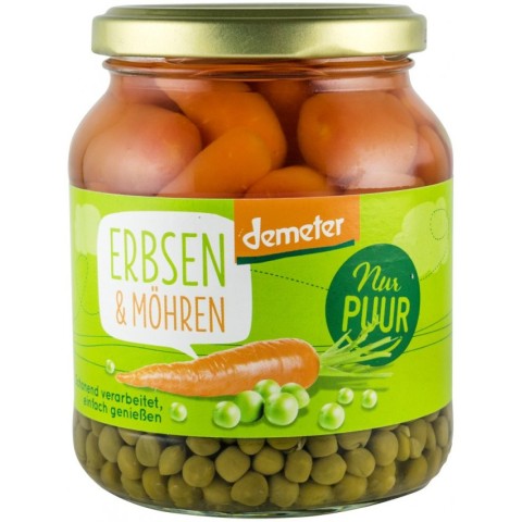 Conserve, pateuri, Mazare cu morcovi bio si demeter, 350g nur puur, biomag.ro