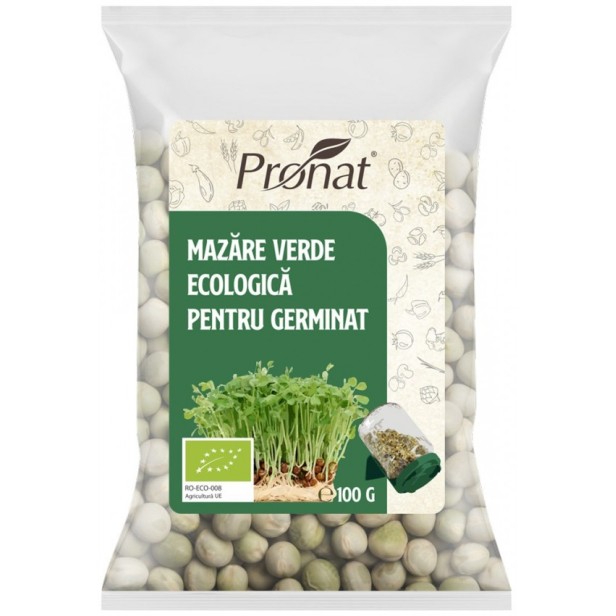 Mazare verde bio pentru germinat, 100g