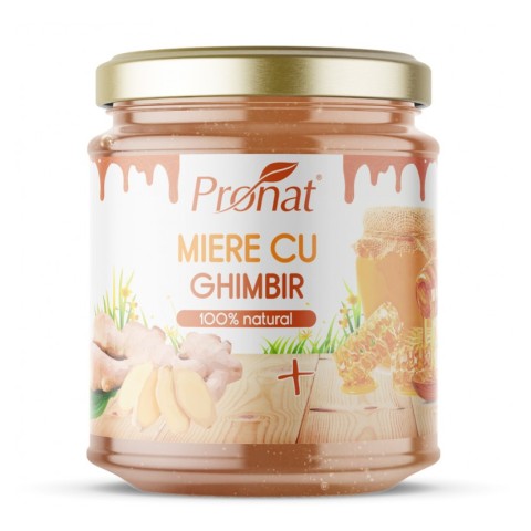 Pronat Glass Pack, Miere cu ghimbir, 220g, biomag.ro