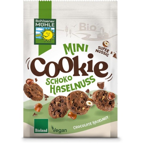 Mini biscuiti cu ciocolata si alune bio - 125 g Mini biscuiti cu ciocolata si alune bio - 125 g