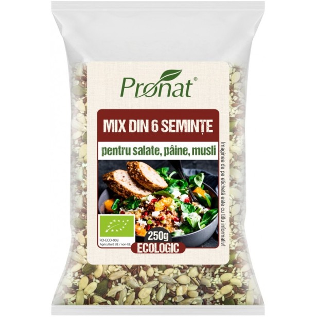 Mix bio din 6 seminte pentru salate, paine, musli 250g