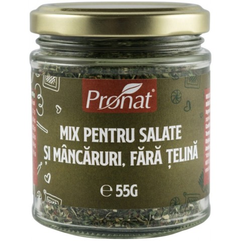 Pronat Glass Pack, Mix de condimente pentru salate si mancaruri, fara telina, 55g, biomag.ro