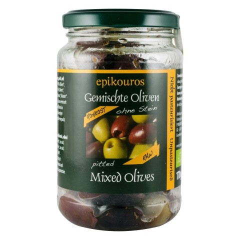 Epikouros, Mix de masline bio, crude, fara samburi, 170g, biomag.ro