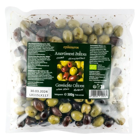 Masline, Mix de masline bio, crude, fara samburi, 500g, biomag.ro