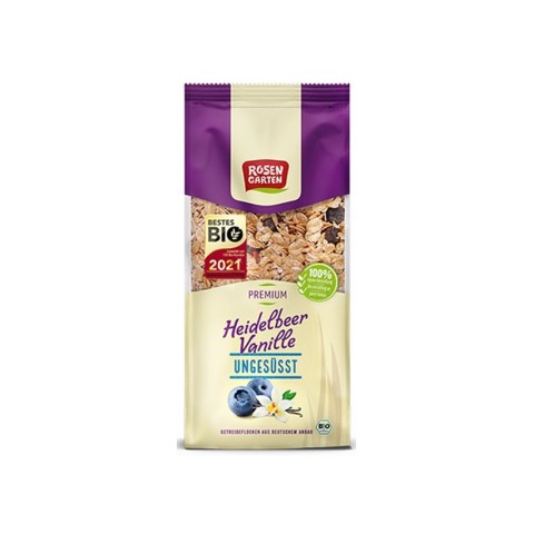 Rosen Garten Naturkost, Musli bio neindulcit cu afine si vanilie 400g rosen, biomag.ro