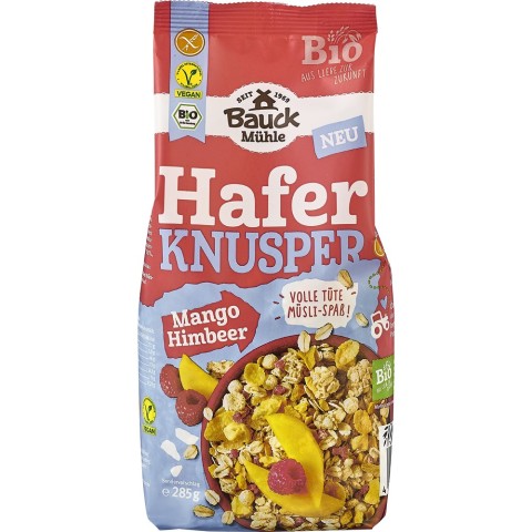 Musli bio, Musli bio crocant cu ovaz mango si zmeura fara gluten - 285 g, biomag.ro