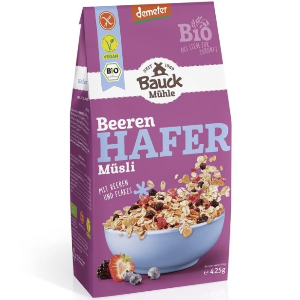 Musli bio cu ovaz cu fructe de padure fara gluten - 425 g