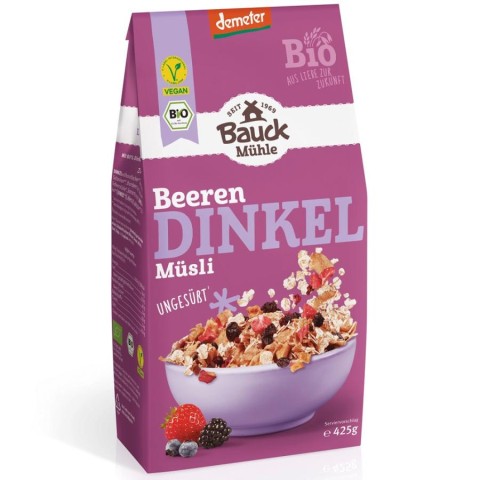 BauckHof, Musli bio din spelta cu fructe de padure vegan demeter - 425 g, biomag.ro