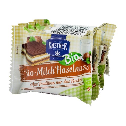 Bazar Bio, Napolitane bio cu lapte si alune, 100g (4*25g) kastner, biomag.ro