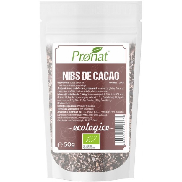 Nibs bio din samburi de cacao, 50g