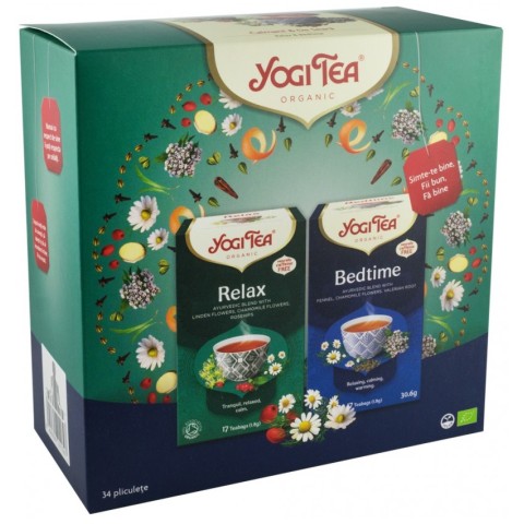 Yogi Tea, Oferta 1 x ceai bio calmant, 17 pliculete x 1.8g (30.6g) + 1x ceai bio de seara, 17 pliculete 30.6g yogi, biomag.ro