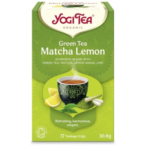 Yogi Tea, Oferta 1 x ceai bio energie verde, 17 pliculete x 1.8g (30.6g) + 1x ceai bio matcha lemon, 17 pliculete 30.6g yogi, biomag.ro