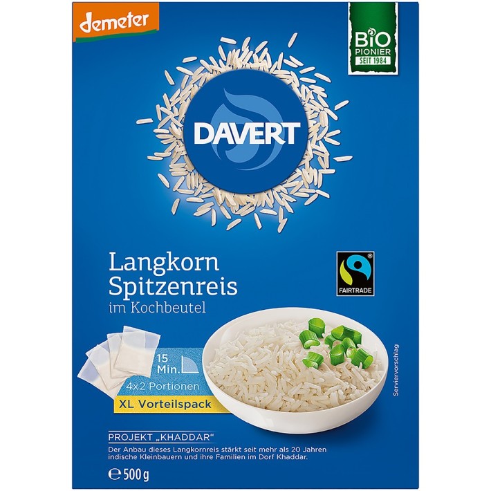 Orez bio cu bob lung in punga de gatit - 500 g  - Biomag.ro