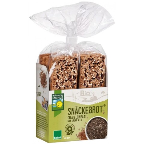 Snacksuri, Paine bio crocanta cu chia si seminte de in, 200g bohlsener muhle, biomag.ro