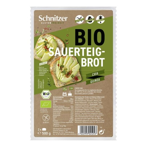 Schnitzer, Paine bio cu maia chia si quinoa fara gluten - 500 g, biomag.ro