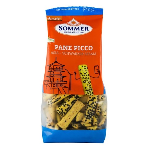 Sommer, Panne picco asia cu susan negru mini grisine bio din alac, orz si mei, demeter 150g, biomag.ro
