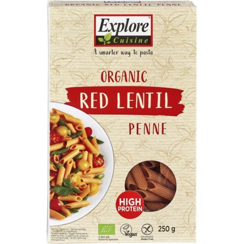 Penne bio din linte rosie fara gluten - 250 g Paste bio fara gluten, Penne bio din linte rosie fara gluten - 250 g, biomag.ro
