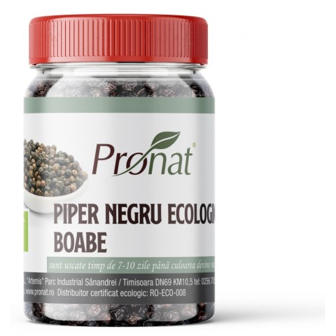 Condimente Pronat, Piper negru bio boabe, 140g, biomag.ro