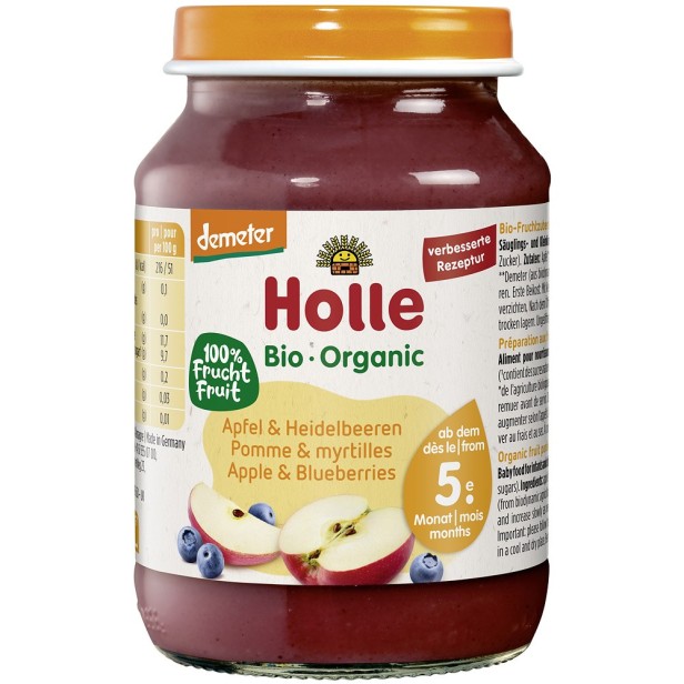 Piure bio de mere si afine pentru copii 5 luni - 190 g