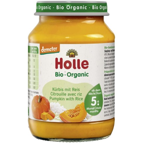 Piure bio din dovleac cu orez pentru copii fara gluten 5 luni - 190 g