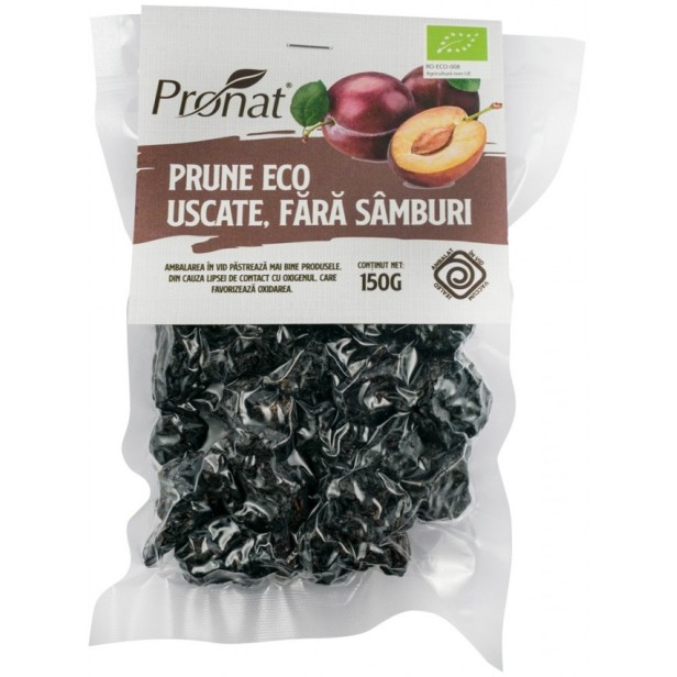 Prune bio uscate, fara samburi, 150g