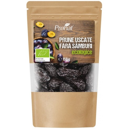 Prune uscate bio, fara samburi, 150g