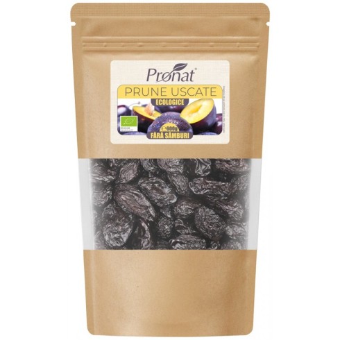 Prune uscate bio, fara samburi, 600g
