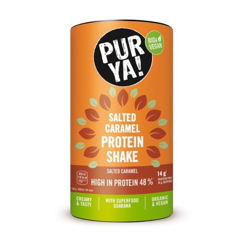 Produse vegane si de post, Pudra proteica vegetala cu caramel sarat si guarana - 480 g, biomag.ro