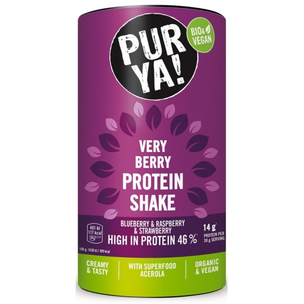 Pulbere bio pentru shake proteic cu fructe rosii, 46% proteina, 480g pur ya