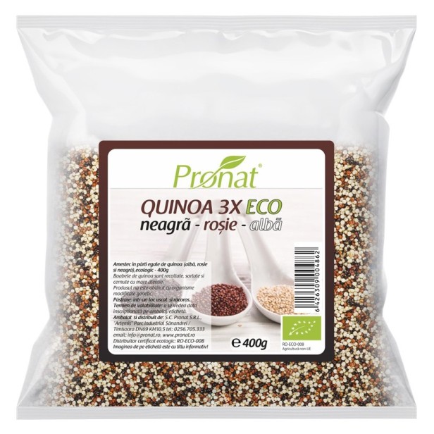 Quinoa 3x amestec bio de quinoa (neagra, rosie si alba), 400g