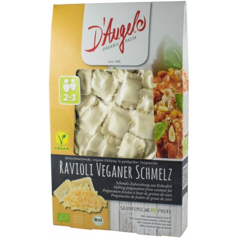 D'angelo, Ravioli bio cu branza fondanta vegana, 250g d'angelo pasta, biomag.ro