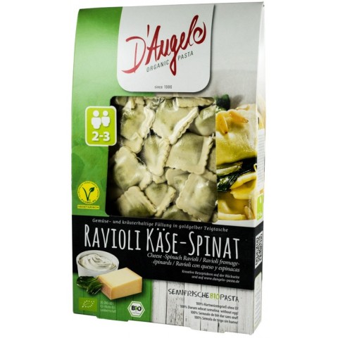 D'angelo, Ravioli bio cu branza si spanac, 250g d'angelo pasta, biomag.ro
