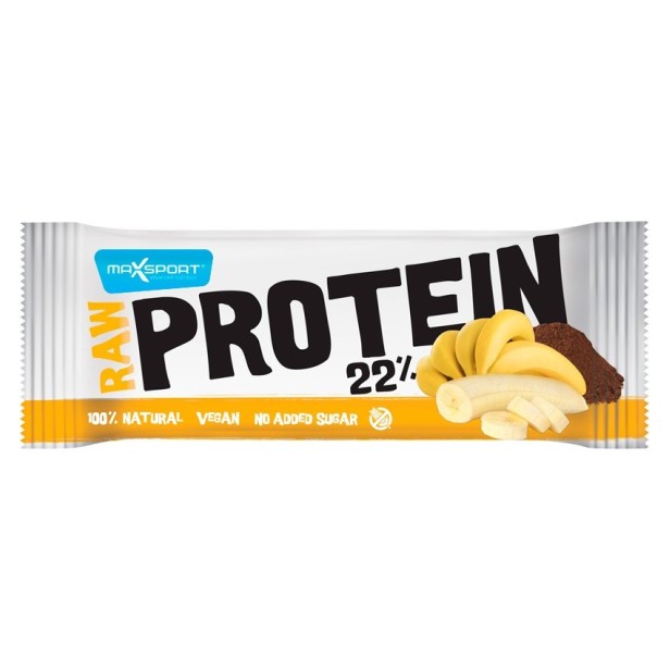 Raw protein 22% baton proteic cu banane si cacao, 50g max sport
