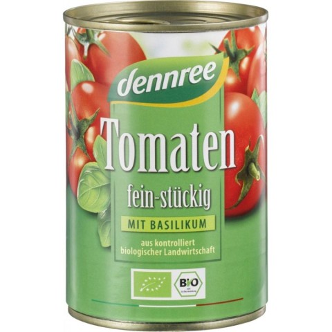 Dennree, Rosii bucati in sos de rosii cu busuioc - 400 g, biomag.ro