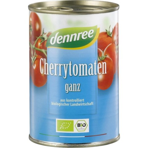 Dennree, Rosii cherry intregi la conserva - 400 g, biomag.ro