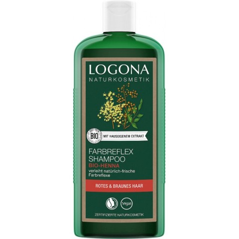 Logona, Sampon pentru par vopsit (roscat si saten), cu henna, 250ml, biomag.ro