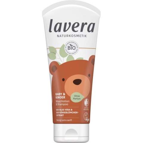 Lavera, Sampon si gel de dus cu aloe vera bio pentru copii fara parfum - 200 ml, biomag.ro