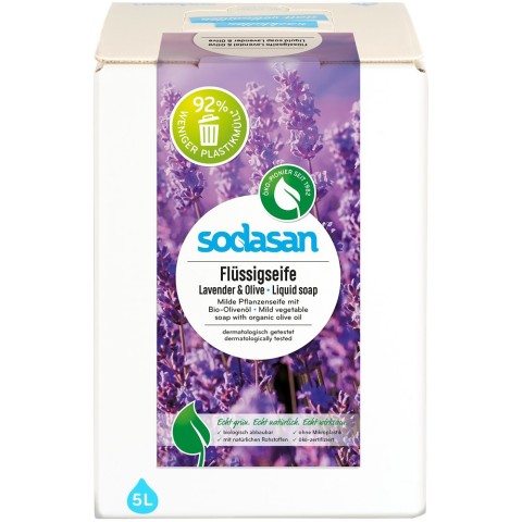 Sodasan, Sapun lichid cu lavanda bio si masline bio bag-in-box - 5 l, biomag.ro