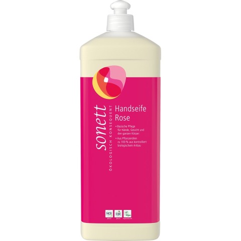 Sonett, Sapun lichid cu trandafir bio pentru maini si corp - 1 l, biomag.ro