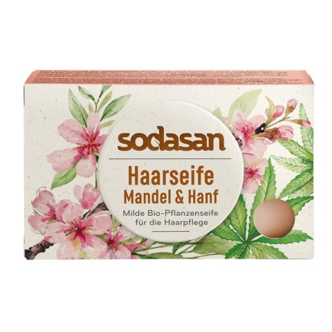 Sodasan, Sapun pentru par cu migdale si canepa bio - 100 g, biomag.ro