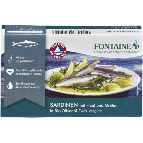 Conserve, pateuri, Sardine intregi in ulei bio de masline extravirgin - 120 g, biomag.ro