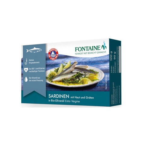 Mic dejun, Sardine in ulei de masline extravirgin, 120g, biomag.ro