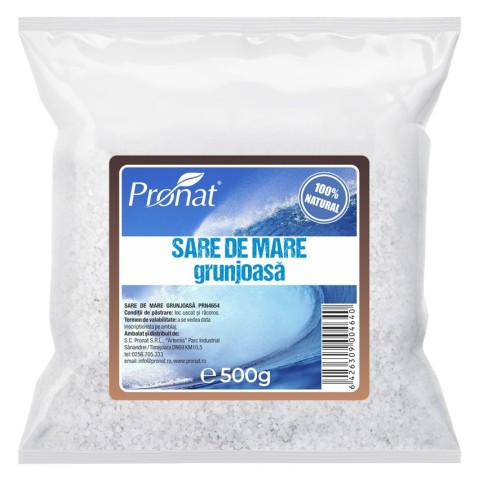 Pronat Foil Pack, Sare de mare grunjoasa, 500g, biomag.ro