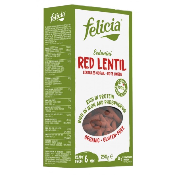 Sedanini bio din linte rosie, 250g