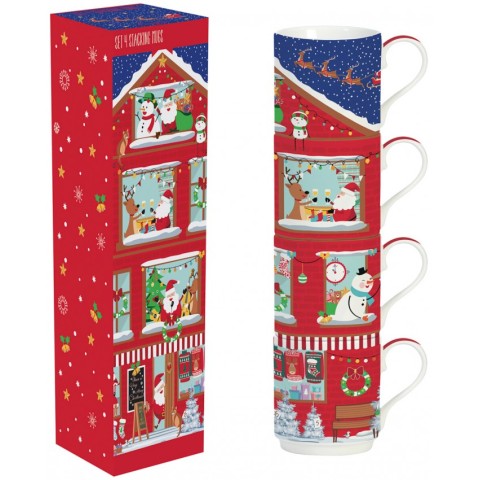 Accesorii ceaiuri, Set 4 cani de portelan 0,275l christmas neighbours,, biomag.ro