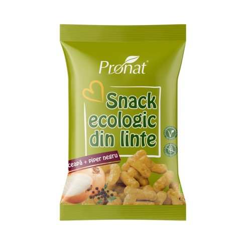 Snack bio din linte cu ceapa si piper negru, fara gluten, 60g