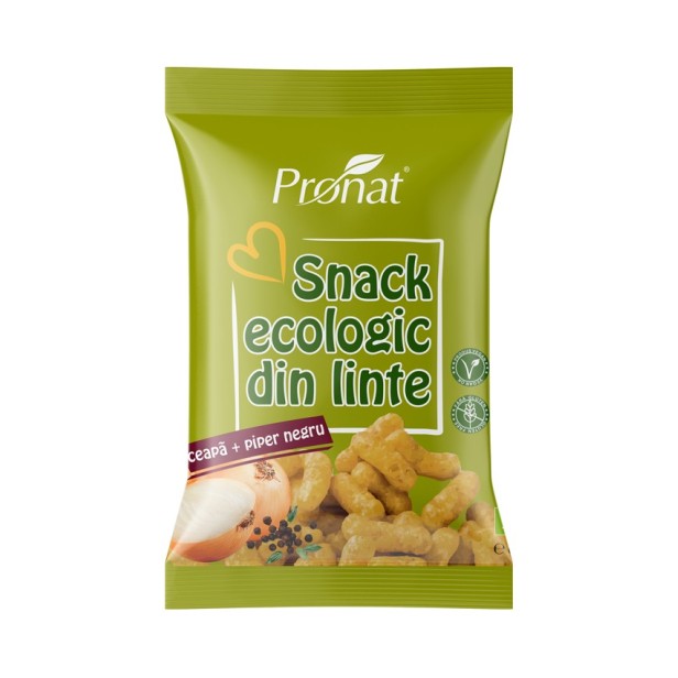 Snack bio din linte cu ceapa si piper negru, fara gluten, 60g