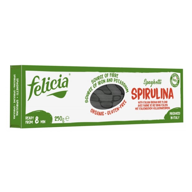 Spaghetti bio din faina de orez integral si spirulina, 250g