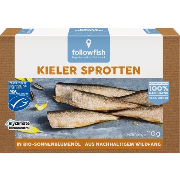 Sprot afumat in ulei de floarea soarelui ecologic - 110 g